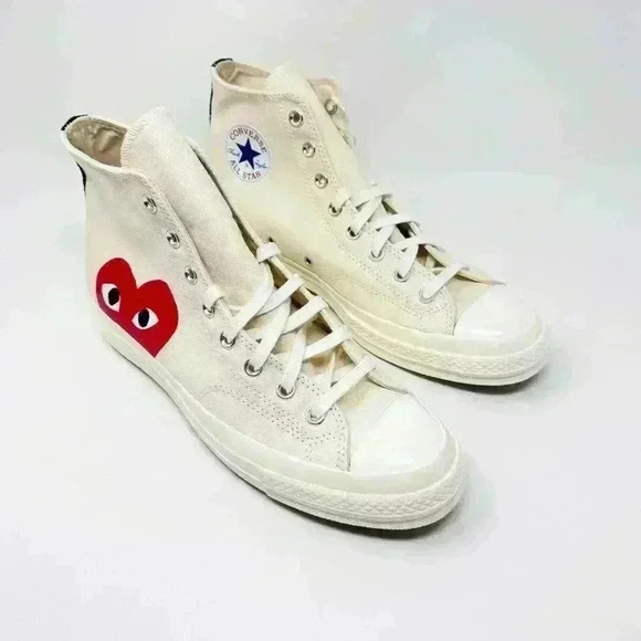 BRAND NEW IN BOX WITH TAGS COMME DES GARÇONS PLAY CONVERSE X CDG PLAY WHITE SHOE - Picture 1 of 6